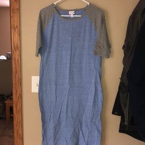 LuLaRoe Julia Dress, Heather Blue, XL